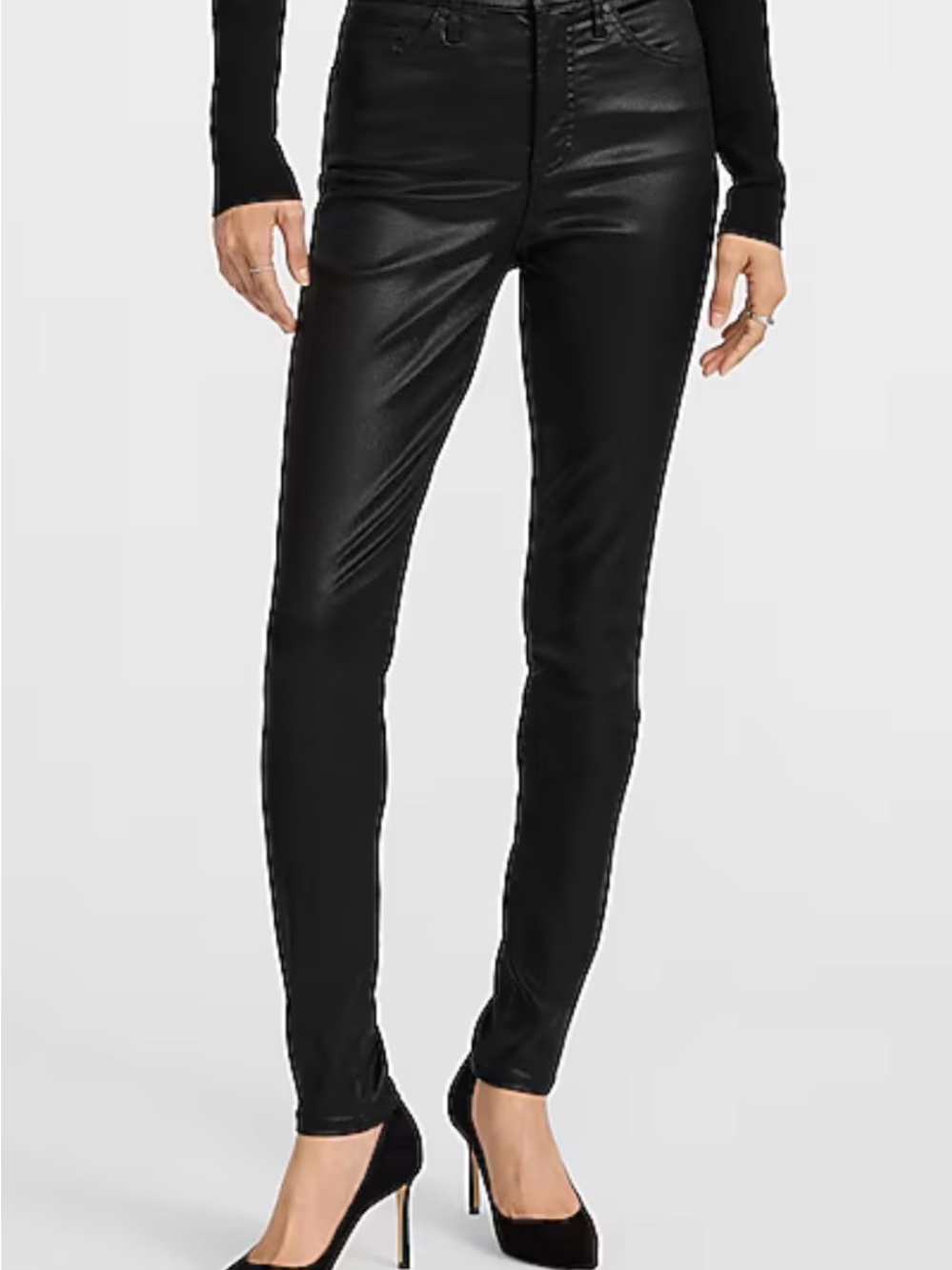 Express Black Coated Skinny Pants